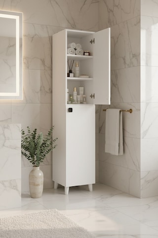 Bari Çok Amaçlı Depolama Dolabı Banyo Dolabı Erzak Dolabı Mutfak Organizeri Kapaklı Raflı Dolap Beyaz