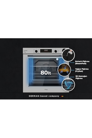 Tommatech TAF6004SSP 80 LT Ankastre Elektrikli Fırın Gri