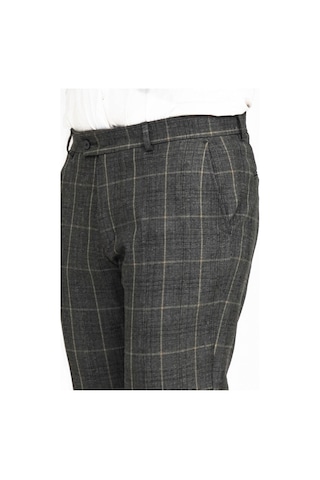 Wessi Kare Desenli Slim Fit Füme Erkek Pantolon Füme