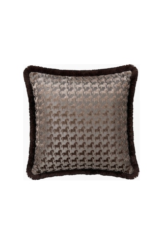 "troya" Püsküllü Kırlent Kılıfı -45x45 - Kahverengi