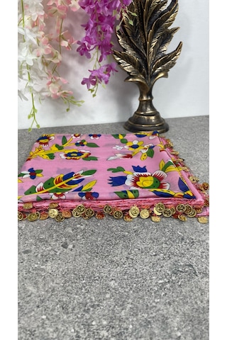Çengelköy Desenli Pullu Yazma 100x100 Cm Etnik Çiçekli Başörtüsü Çeyizlik Ve Günlük Açık Pembe