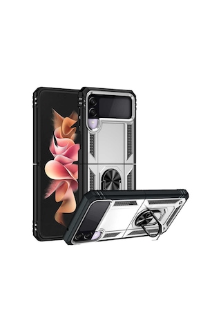 Mobilteam Galaxy Uyumlu Z Flip 3 Kılıf Vega Kapak - Gri Gri