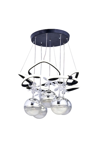 Helen 5 Top Led Sarkıt Avize,siyah,3 Renk Yanabilen Led Avize, Modern Salon Oda Led Avize
