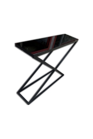 Dresuar X Profil Model Temper Cam Ayna Metal Çelik Nikelaj Ayak Siyah Fırın Statik Boya El Yapım Siyah