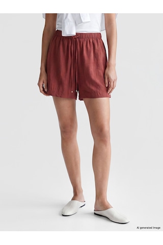 Lcwaıkıkı Classic Bordo Beli Lastikli Kadın Şort