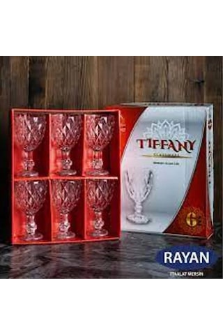 Tiffany 6'lı Lüx Ayaklı Bardak Royaleks-82628 Beyaz