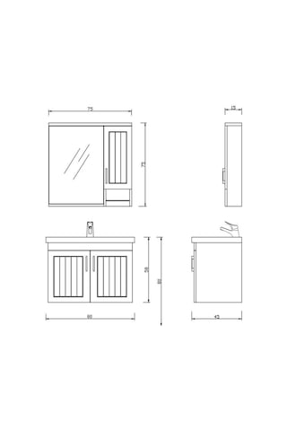 Turkuaz Seramik Frame Etajerli Lavabo 80 x 45 CM Ve Lotus 80 Alt Modülü