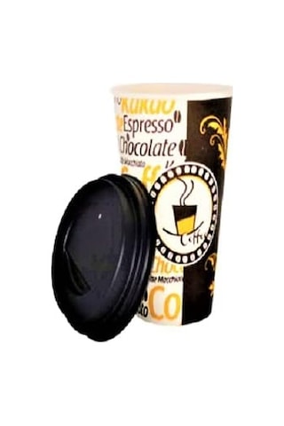 Aygün Excodi Cup - 12 Oz Siyah Kapaklı Karton Bardak - 300 Ml - 100 Adet Kaliteli Kahve Bardağı, Sızdırmaz, El Yakmaz - Bej Americano, Latte, Capuccino 07 Beyaz