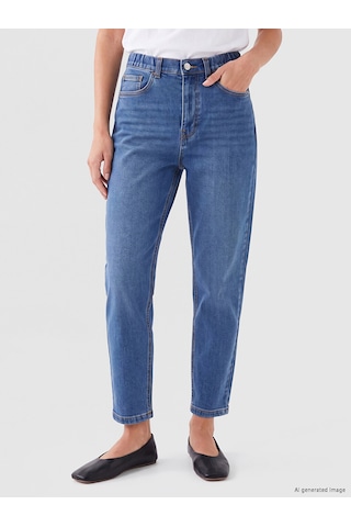 Lcwaıkıkı Classic İndigo Yüksek Bel Slim Mom Kadın Jean Pantolon