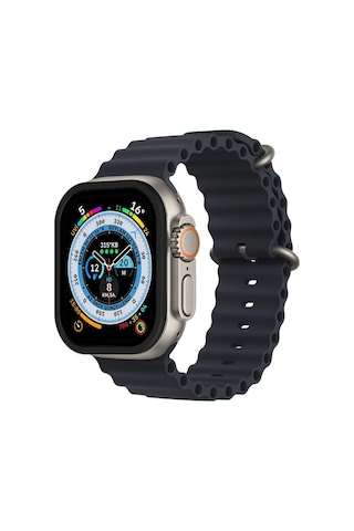 Cosmotex Newface Apple Watch Uyumlu Ultra 49mm Alüminyum Kasa Cam Ekran Koruyucu - Siyah