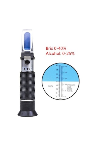 Jms Ketotek El Atc Refraktometre Alkol 0-25% 0-40% Brix Şeker Üzüm Suyu Konsantrasyon Ölçer