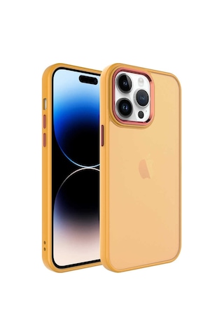 Zeyline Apple Uyumlu iPhone 14 Pro Max Buzlu Sert Pc Zore May Kapak-turuncu