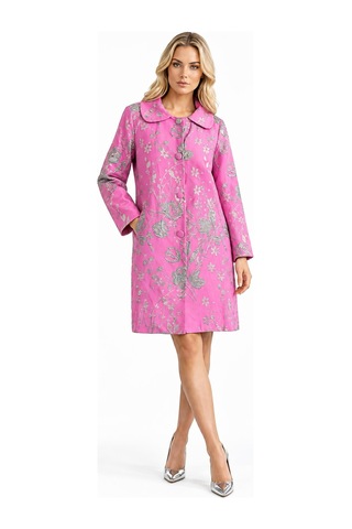 Lila Mare Tekstil İthal Kumaş Özel Tasarım Brokar Ceket Pembe Pembe