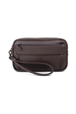 Kahverengi Erkek Lüks El Ve Bileklik Kemerli Portföy El Çantası Kahverengi