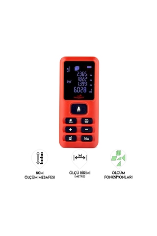 Dawreek Mesafe Ölçer E40 Red 80 Metre Dijital El Tipi Mesafe Ölçüm Cihazı