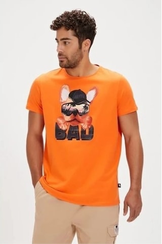 Bad Bear Spark Turuncu Baskılı Erkek Tişört Siyah