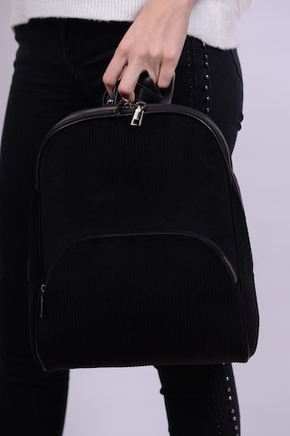 Housebags Kadife Siyah Kadın Sırt Çantası 157 Kadife Siyah