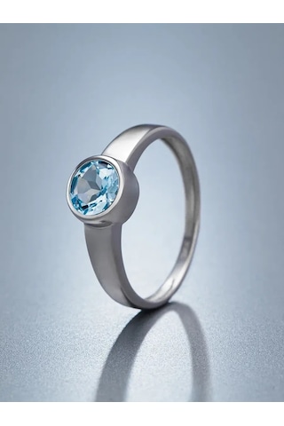 Uvelirnye Tradicii 925 Ayar Doğal Topaz Taşlı Sky Gümüş Yüzük 449138443 Gri