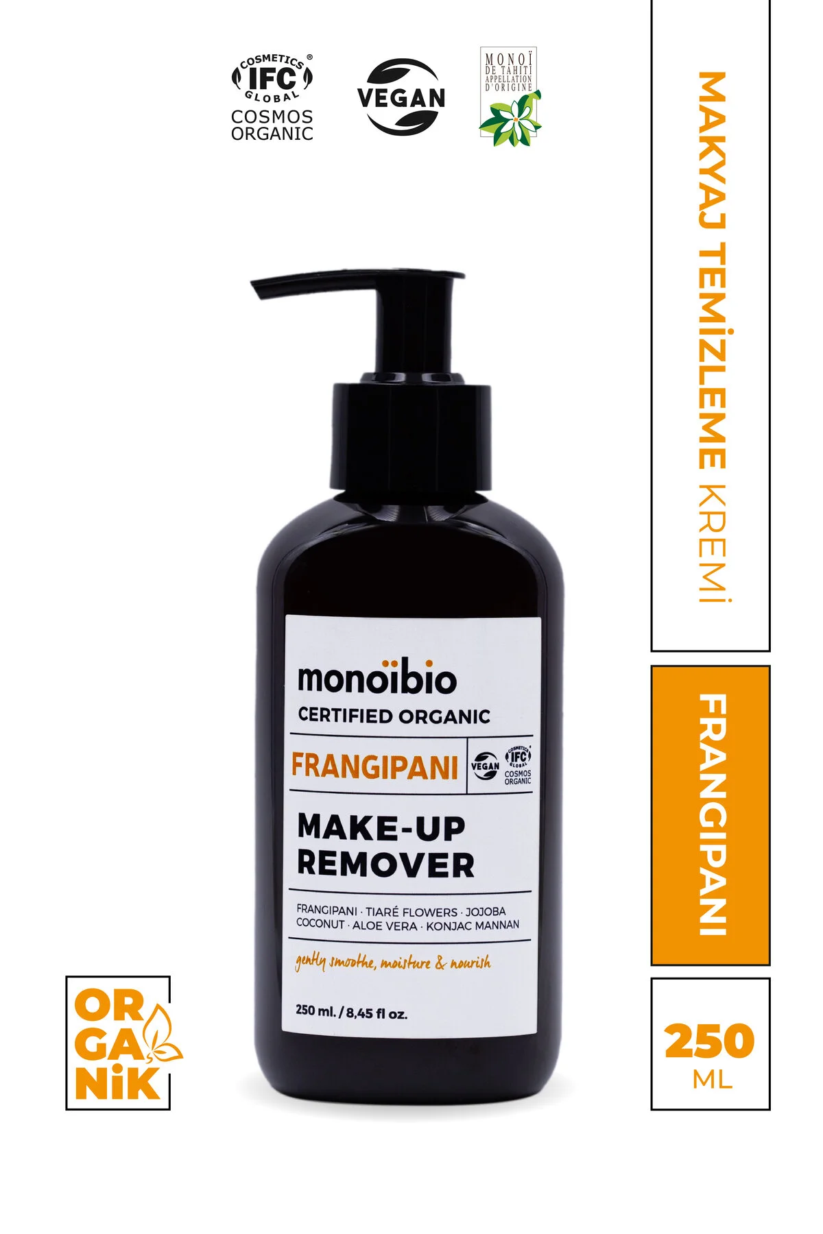 Monoibio Frangipani Organik Makyaj Temizleme Kremi - Yüz Ve Göz Makyaj Temizleme Sütü 250 Ml