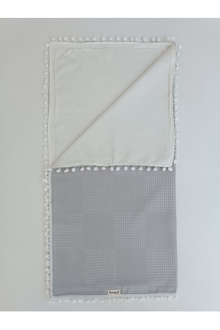 S.kahve Kız Erkek Bebek Battaniyesi Pike %100 Pamuklu Doğal Organik Uyku Çift Taraflı Örtü 86x86cm Btn10248 Gri