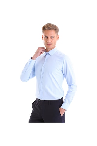 Hatemoğlu Slim Fit Pamuklu Uzun Kollu Erkek Gömlek Açık Mavi