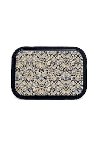 Azulejos Sweet Home Desenli Büyük Klasik Metal Tepsi, 28 X 40 Cm