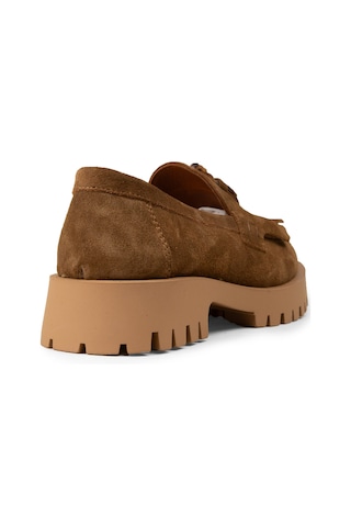 Deery Kadın Hakiki Süet Taba Renkli Püsküllü Loafer - 02033ztbac01