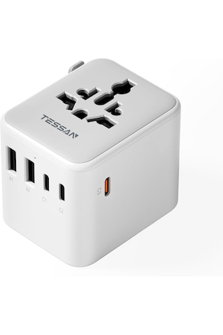 Tessan Evrensel Seyahat Adaptörü, 5 Usb Portlu 1 Usb C Uluslararası Fiş Adaptörü, Abd'den Avrupa Birliği, İngiltere, Avustralya Ve İrlanda'ya Dünya Çapında Elektrik Prizi