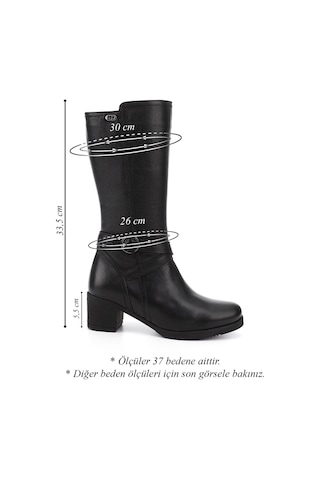 Gönderir Kadın Siyah Floter Fermuarlı Kalın Topuklu Hakiki Deri Çizme Gkzc13446575 Siyah