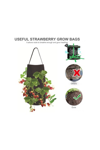 Yifomall 8 Delikli Asılı Çilek Yetiştirme Torbası - 22x38cm Yeniden Kullanılabilir Bitki Büyütme Çantası