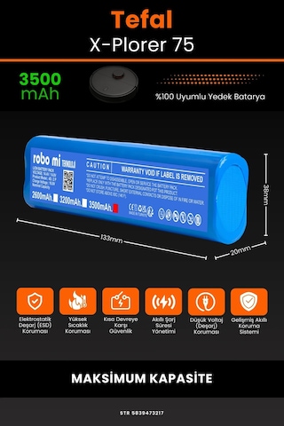 Tefal X-plorer Serie 75 3500mAh Robot Süpürge Bataryası