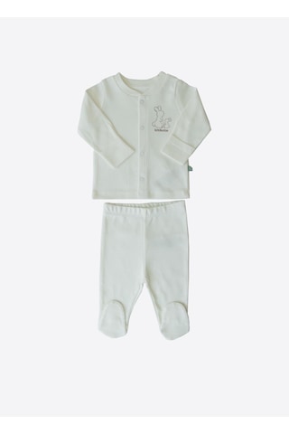 Organik New Basic Pijama Takımı Ekru Ekru