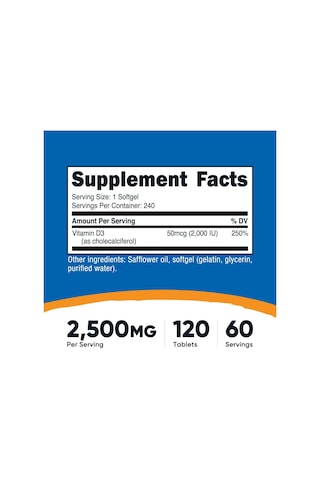 Nutricost Vitamin D3 2000 İu Softgels, 240 Softgels