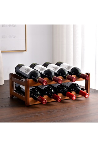 Yifomall Ahşap Masaüstü Şarap Rafı - Evde Kullanıma Uygun, 2 Katlı 8 Şaraplık, Minimalist Tarz, Konforlu Ve Dayanıklı