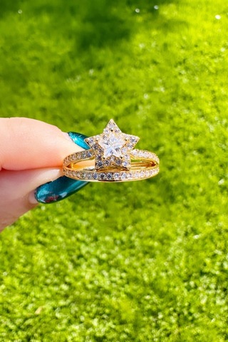 Gold Çift Sıralı Yıldız Yüzük Gold