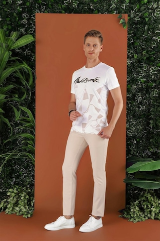 P 1123 Slim Fit Bej Spor Pantolon Bej