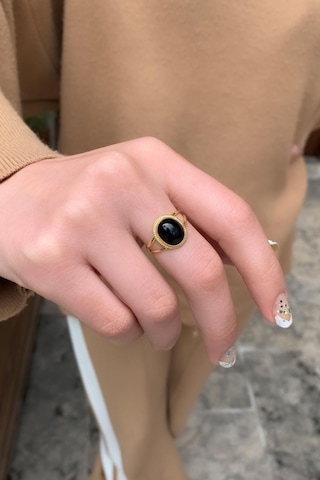 14 Ayar Altın Mini Onix Meftüllü Yüzük Sarı Altın