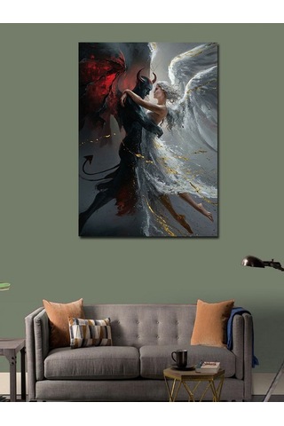 Kanvas Tablo Şeytan Ve Melek Aşkı 70cmx100cm
