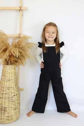 Kız Çocuk Berlin Siyah Pamuklu Fırfırlı Bağlama Detaylı Tulum Siyah