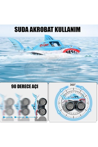 Rc 4wd Akrobat Suda Karada Giden 360 Shark Uzaktan Kumandalı Dublör Araba - Yeşil