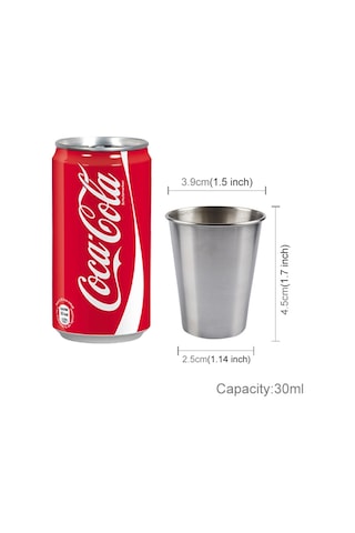 Cbtx 30ml Tek Duvar Elektropolisajlı Paslanmaz Çelik Kısa Şarap Bardağı Gümüş 30ml