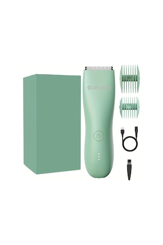 Dashanshop Yeşil No Base Groin Ve Vücut Tüy Trimmer Çift Başlı Cilt Dostu Hassas Kesim Şarj Edilebilir Erkek Bölge Tıraş Makinesi