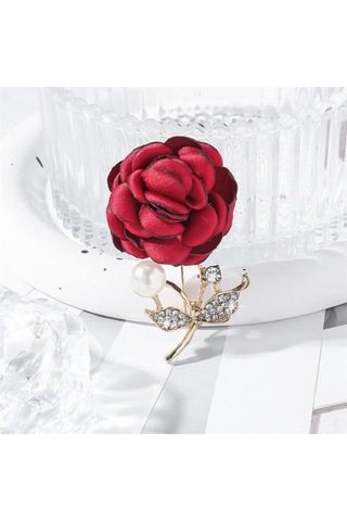 İnci Görünümlü Kumaş Gül Broş Kadınlar İçin Yapay Çiçek Broş İğnesi Yapay Elmas Yaka İğnesi Palto Şapka Çanta İçin Giyim Aksesuarları Mavi