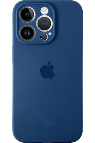 Apple Uyumlu iPhone 14 Pro Max Kılıf Logolu Kamera Korumalı Altı Kapalı İçi Kadife Lansman Kapak - Açık Mavi