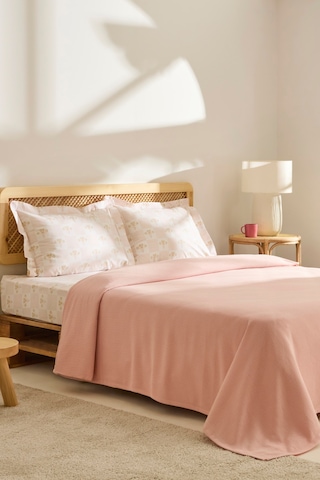 Kaşmir Home Runa %100 Pamuk Çift Kişilik Pike Takımı Rose Rose