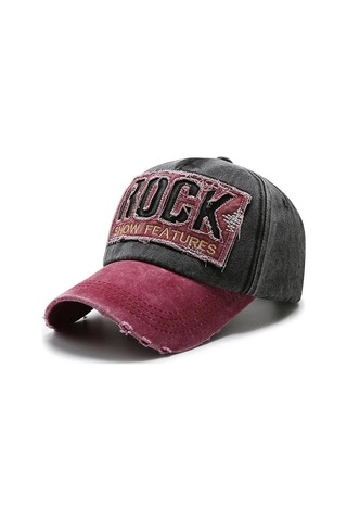 Xmlbayiciniz Valkyrie Rock Eskitme Trucker Şapka Unisex Metal Tokalı Ayarlanabilir Vintage Siyah Kırmızı Çok Renkli