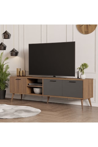 Mezza 1581 Exxen 180 Cm (AHŞAP AYAKLI) Tv Ünitesi Ürgüp - Antrasit