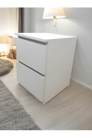 2 Çekmeceli Komodin- Beyaz Beyaz