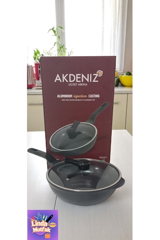 Akdeniz 28 Cm Cam Kapaklı Siyah Döküm Derin Tava