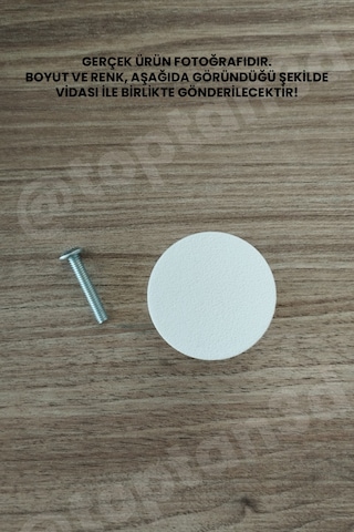 15 Adet - Beyaz Geniş Düğme Kulp - Modern Ve Şık Dolap, Gardırop, Şifonyer, Komodin Ve Çekmece Kulpu Vida Dahil Sarı